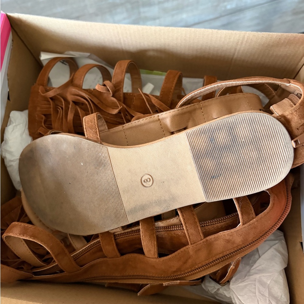 Charlotte Russe Brown Fringe Gladiator Sandals - Picture 4 of 5
